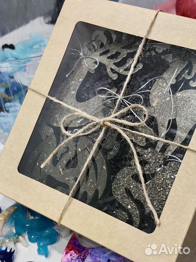 Набор елочных игрушек из эпоксидной смолы