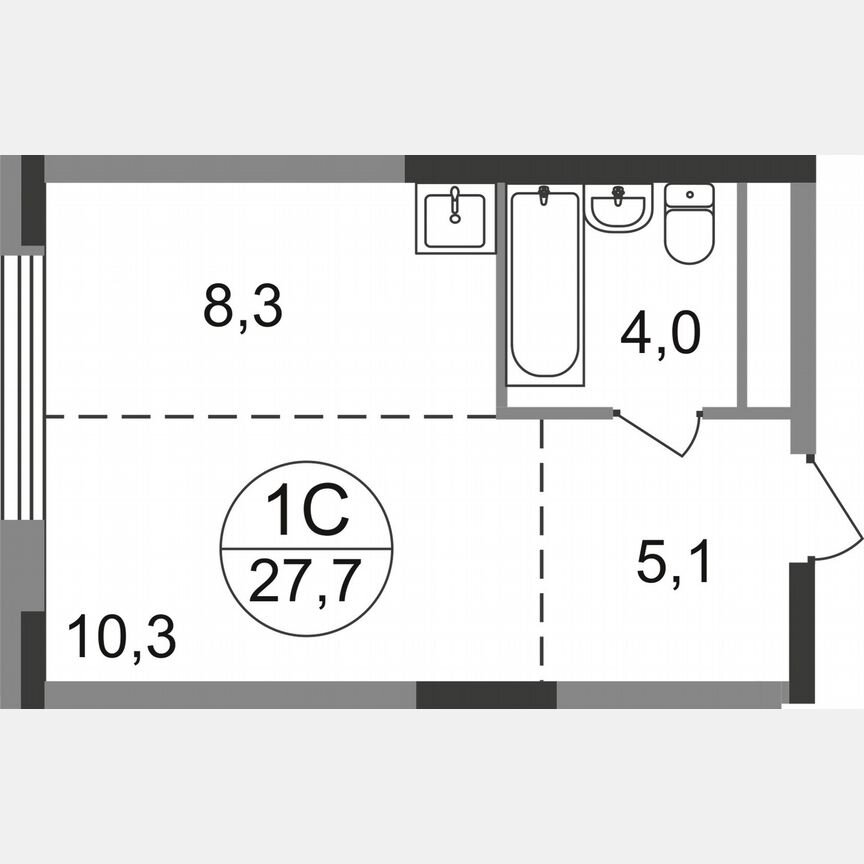 1-к. квартира, 27,7 м², 17/17 эт.