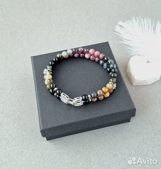 Браслет с турмалином 2 ряда