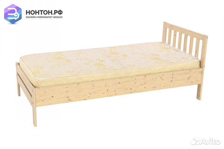 Кровать Массив 0.9 м выбеленная береза