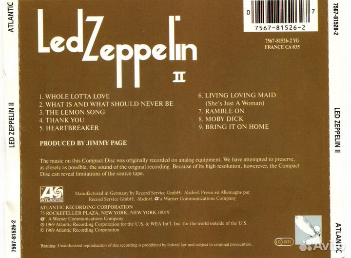 Лицензионный CD Led Zeppelin - Led Zeppelin II