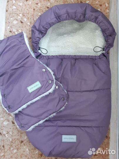 Зимний конверт в коляску на овчине