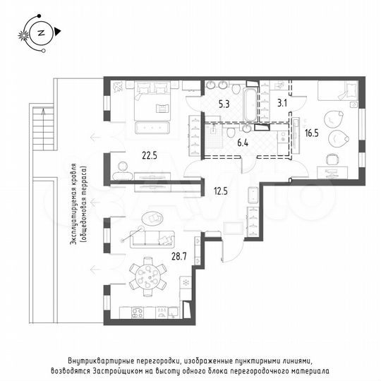 2-к. квартира, 95 м², 2/10 эт.