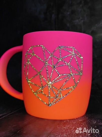 Кружка матовая со стразами омбре