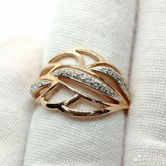 Золотое кольцо с фианитом 17,5р