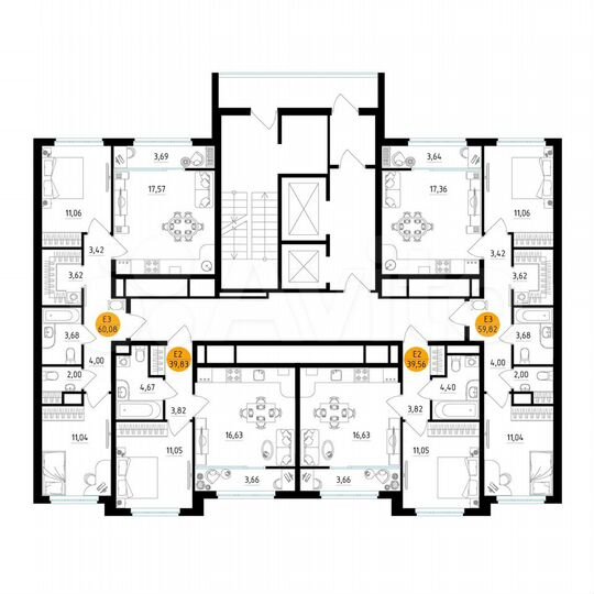 2-к. квартира, 59,8 м², 3/25 эт.