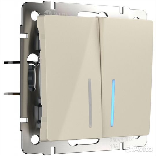 Выключатель двухклавишный проходной c подсветкой