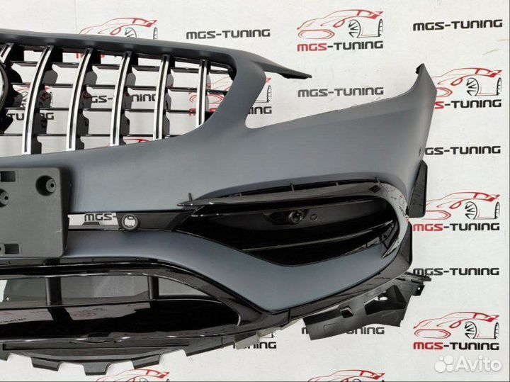 Передний бампер A45 AMG A-class W176 рест GT хром
