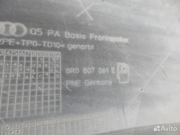 Юбка переднего бампера для Audi Q5 8R0807061E с 12