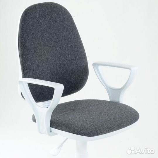 Офисное кресло Премьер, белый пластик, ткань серая