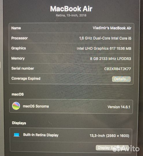 Apple macbook air 13 retina 2019