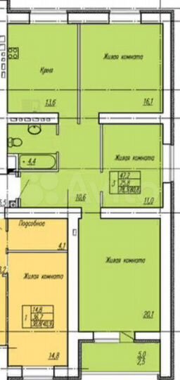 3-к. квартира, 78,3 м², 12/14 эт.