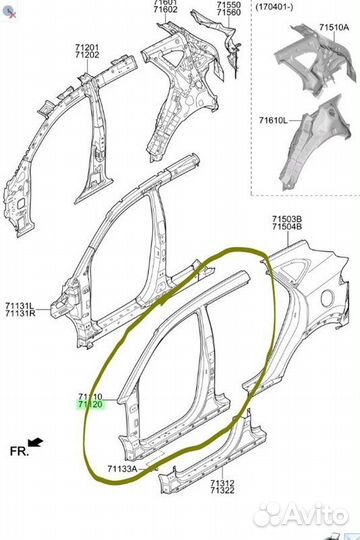 Притвор двери правый Hyundai Tucson TL