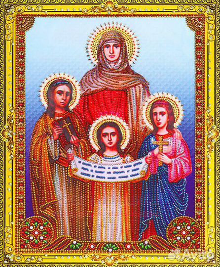 Алмазная мозаика 40x50 Мученицы Вера, Надежда и Лю