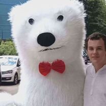 Белый Мишка Поздравление. Ростовая Кукла. Аниматор