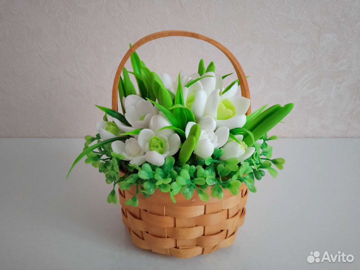 Корзиночка подснежников из мыла ручной работы