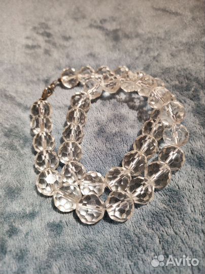 Бусы горный хрусталь, кошачий глаз, розовый кварц