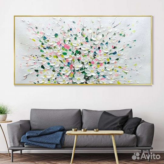 Объёмная картина маслом в подарок букет