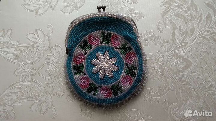 Антикварный кошелек из бисера,19 век
