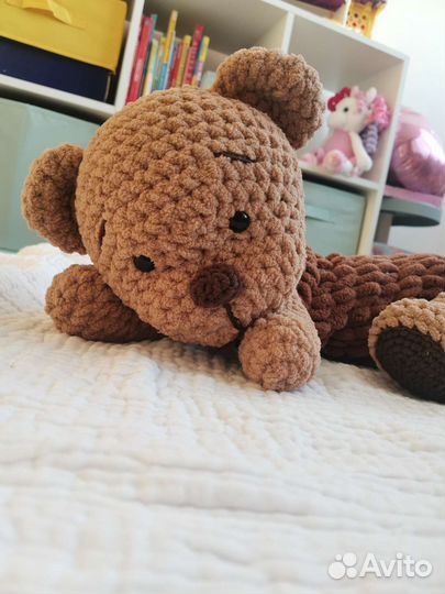 Новая вязанная игрушка медвежонок пижамница