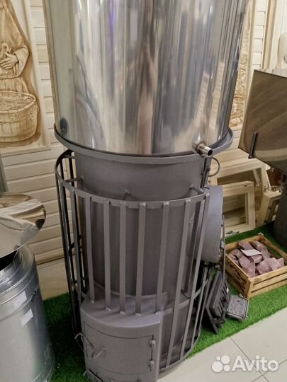 Печь для бани с баком из нержавейки 3в 1