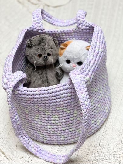 Детская корзина из трикотажной пряжи