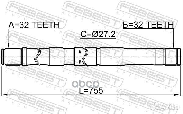 Полуось правая 2012-sebrh Febest