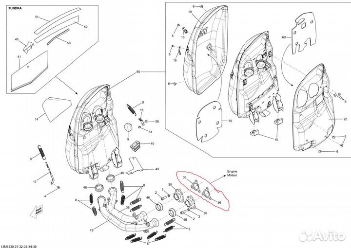 Прокладка выхлопа Ski-doo Lynx 600ACE 514054714