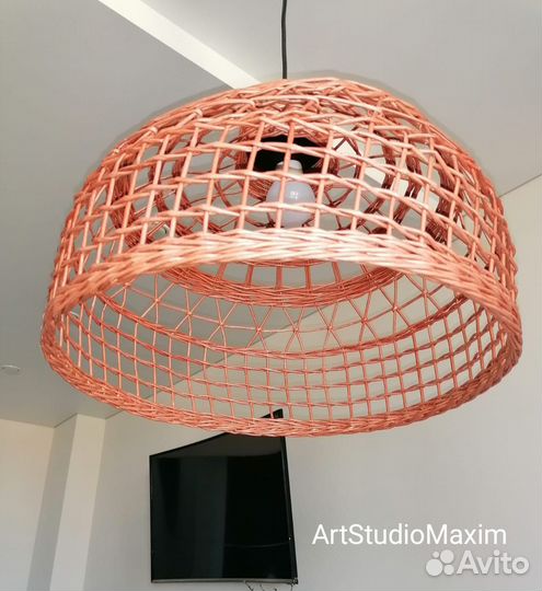 Люстра-абажур плетеный из Эколозы