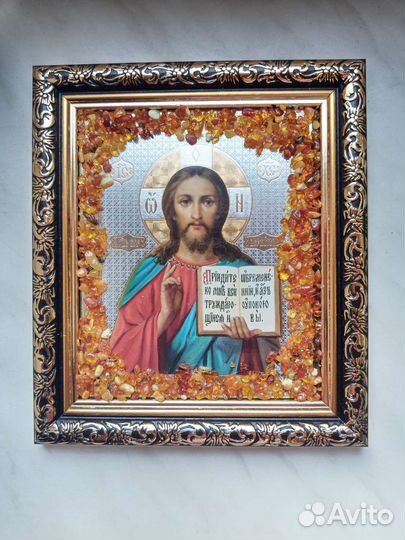 Иконы в янтарной крошке