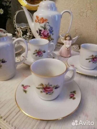 Кофейный сервиз Мейсовский букет Moritz Zdekauer