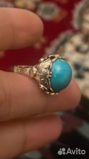 Золотое кольцо бирюза