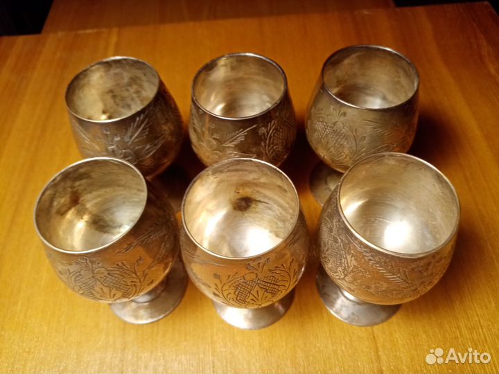 Старинные стопки рюмки металл серебрение