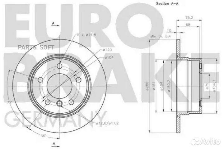Eurobrake 5815201586 Диск тормозной задн