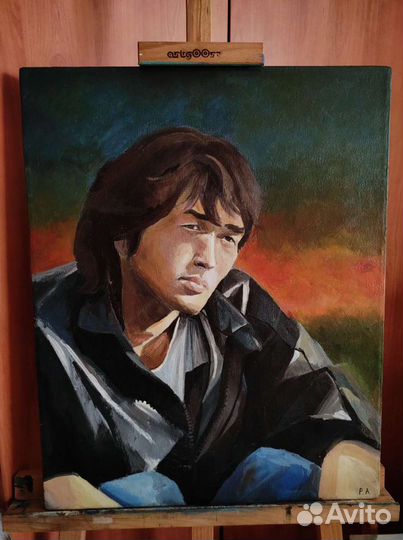 Виктор Цой портрет группа Кино, акрил