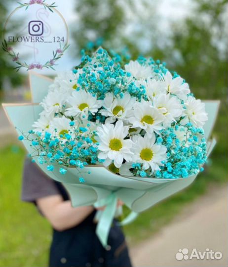 Ромашки гипсофила цветы Flowers124 букеты