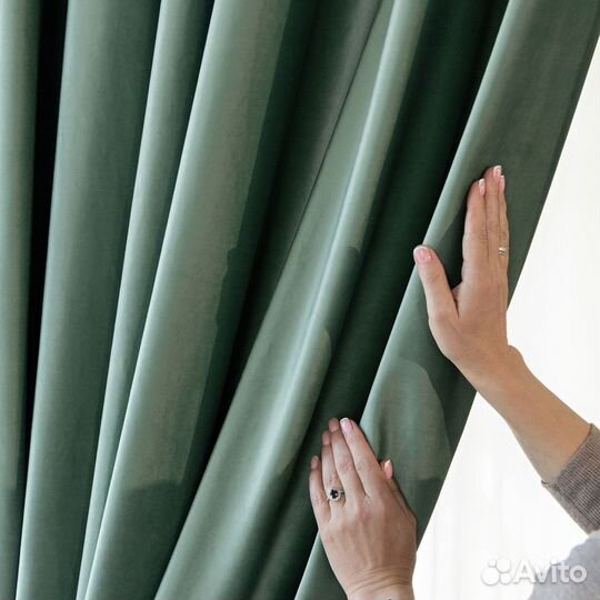 Шторы бархат Беллиссимо шалфей