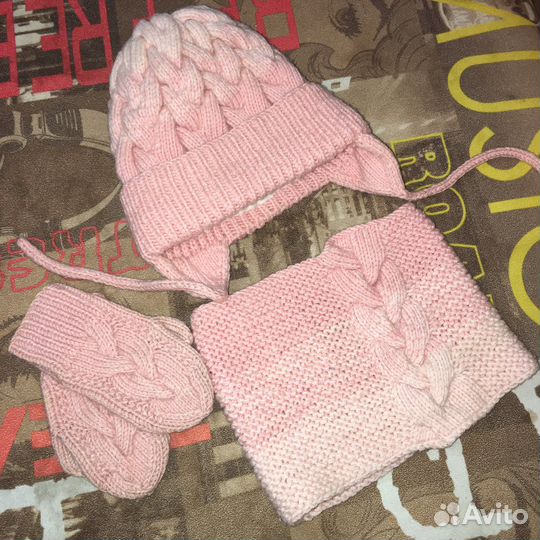 Шапка снуд варежки