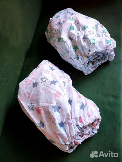 Простыня на резинке для детской кроватки 75*125