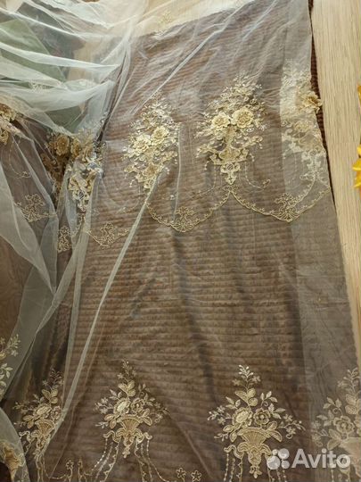 Тюль с 3d вышивкой