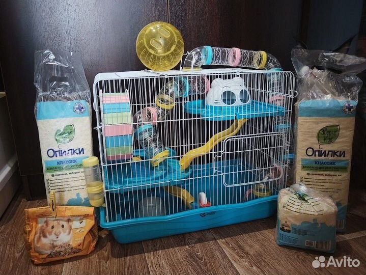 Клетка для хомяка большая + всё необходимое