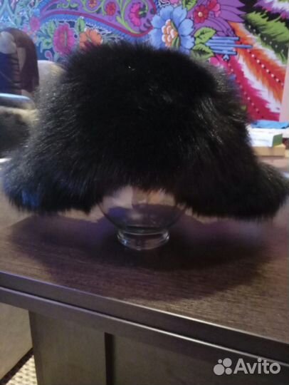 Шапка-ушанка песец, черная, унисекс