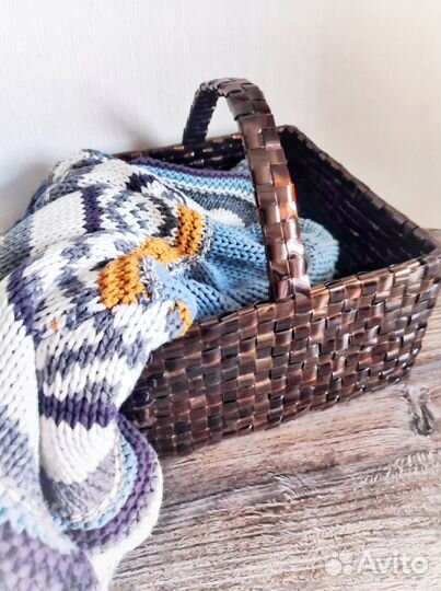 Короб плетёный из пищевого пластика с ручкой