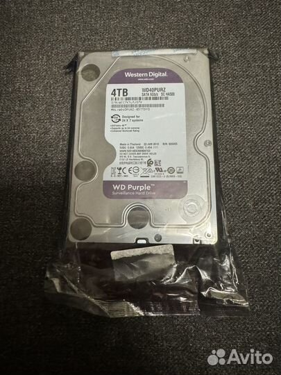 Жесткий диск wd 4tb purple, 5400 об/мин, кэш 64 мб