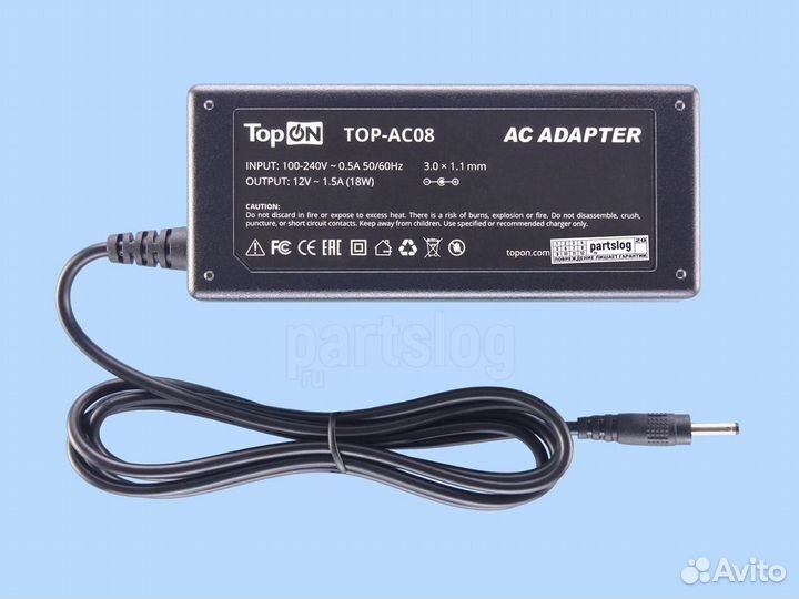 Блок питания для Acer 12V 1.5A 3.0x1.1mm 18W TopON