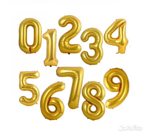 Шары цифры матовое золото