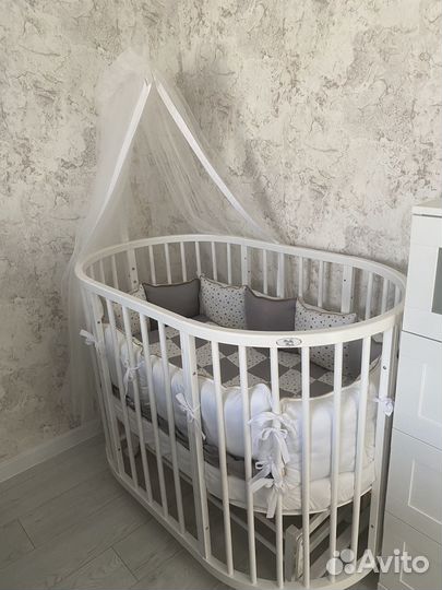 Детская кроватка трансформер круглая