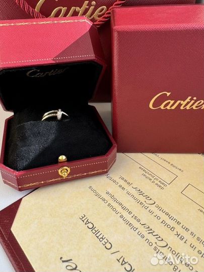 Золотое кольцо cartier гвоздь с бриллиантами