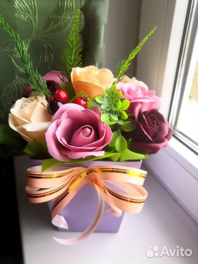 Мыльные букеты в коробках
