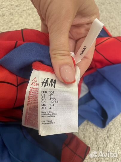 Костюм карнавальный h&m marvel человек паук